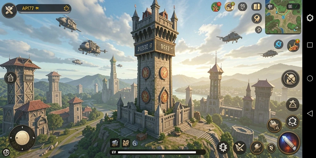 Tangkapan layar utama API77 menampilkan gameplay Tower Defense yang seru.
