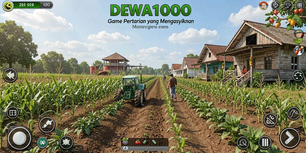 Tampilan menarik dari gameplay DEWA1000 dengan pertanian yang rapi.