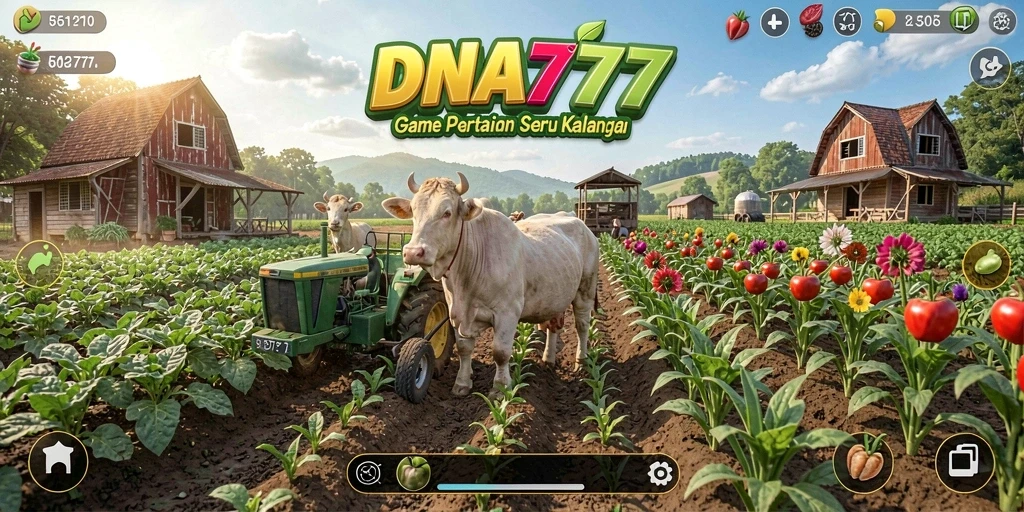 Gameplay seru saat bertani dalam DNA777 dengan banyak variasi tanaman.