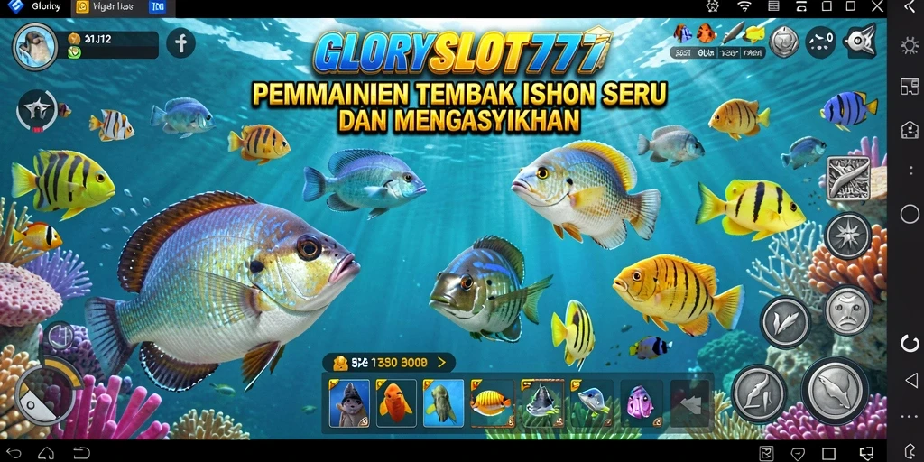 Gambaran gameplay seru dalam GLORYSLOT777 dengan aksi tembak ikan.