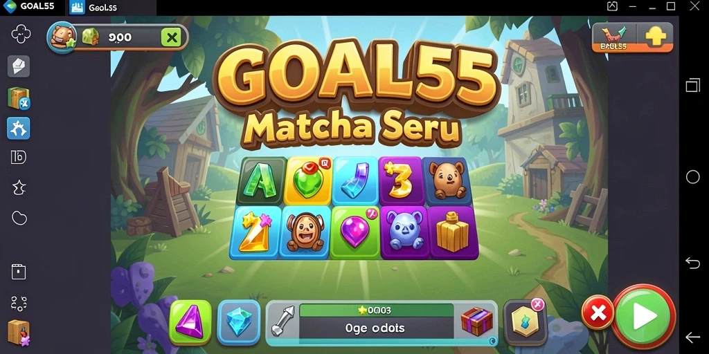 Tampilan gameplay <strong>GOAL55</strong> yang penuh warna dan seru.