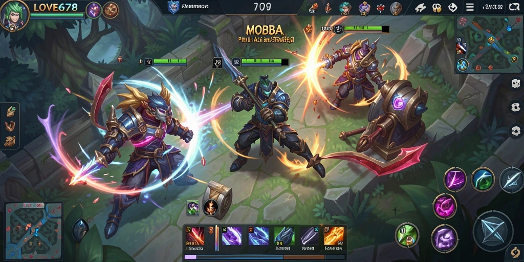 Tampilan aksi seru dalam permainan MOBA LOVE678.