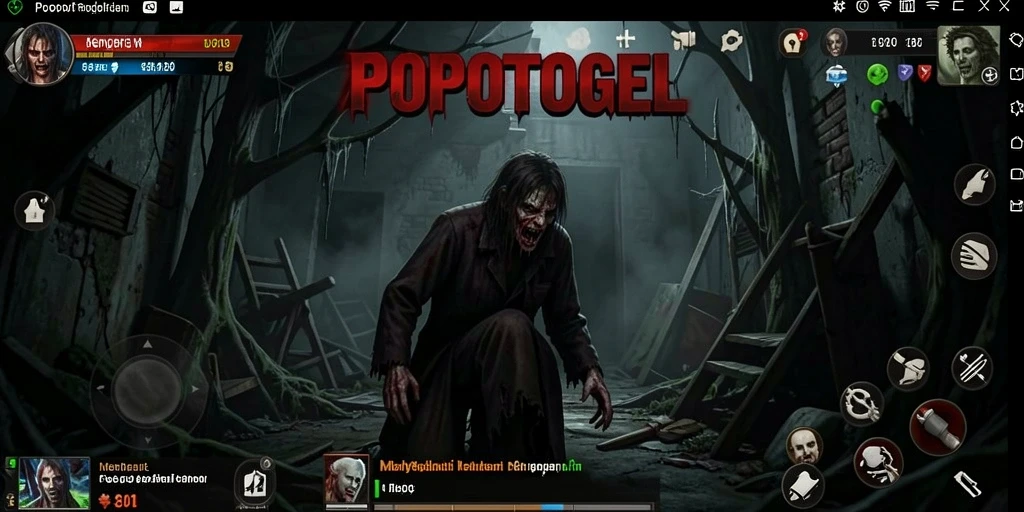 Screenshot utama POPOTOGEL menampilkan suasana mencekam dan gameplay horor yang mendebarkan.