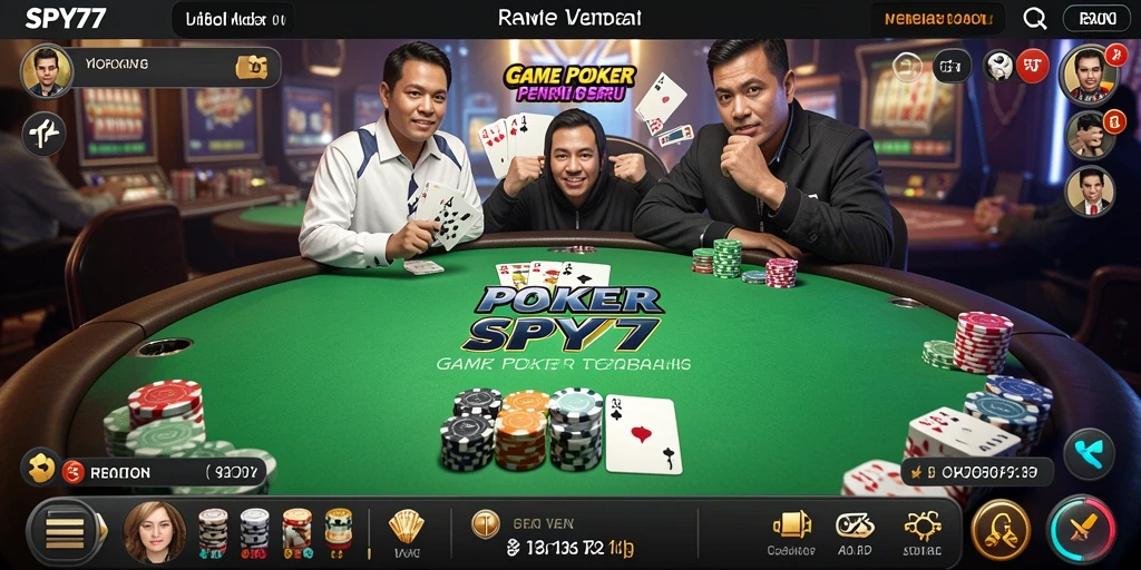 Screenshot utama SPY77 menampilkan aksi seru dalam bermain Poker.