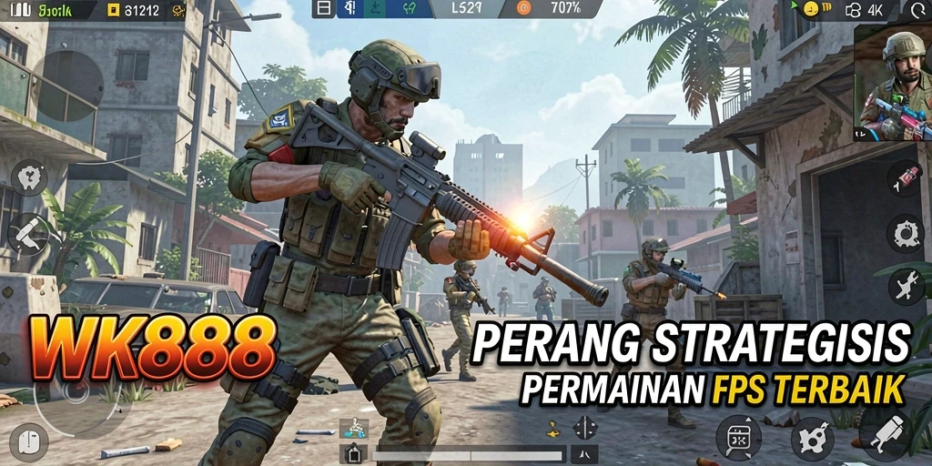 Tangkapan layar permainan WK888 yang menunjukkan aksi tembak-menembak yang intens.